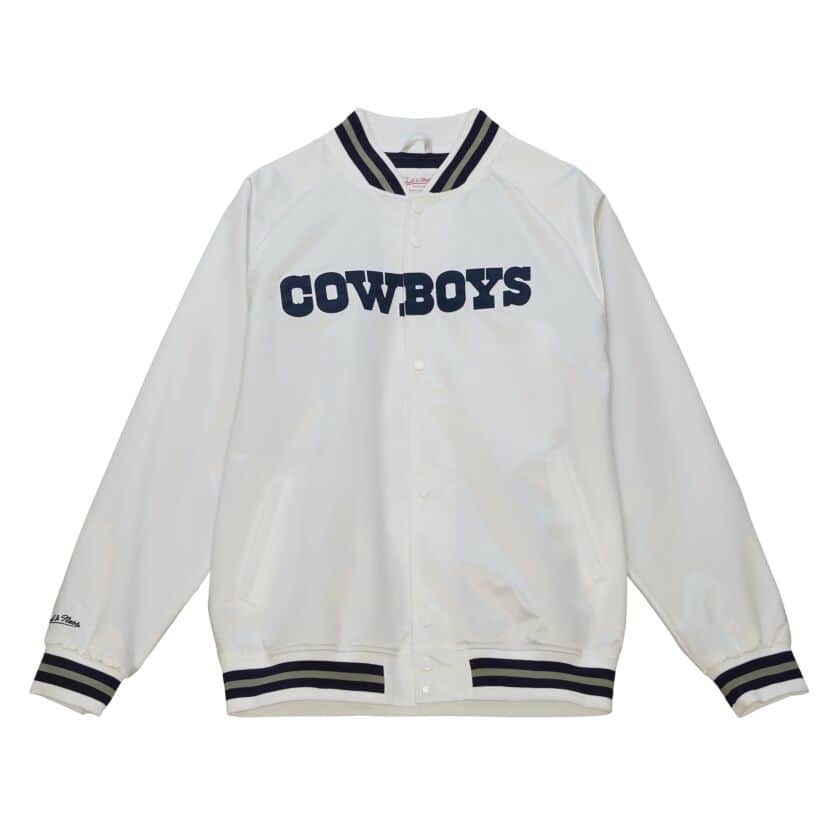 Dallas Cowboys White Mitchell and Ness Satin Jacket