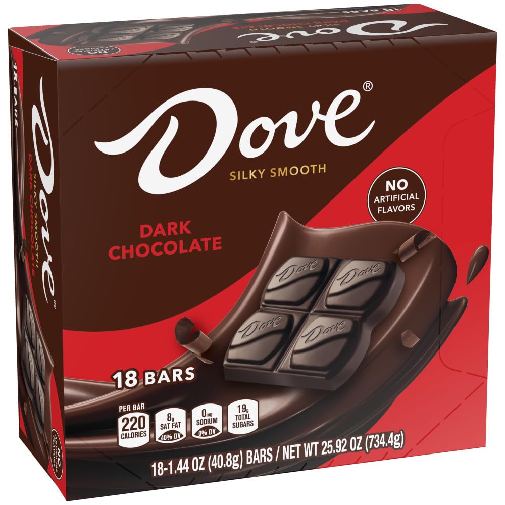 DOVE Dark Chocolate Bars Silky Smooth 1.44 oz 18 ct