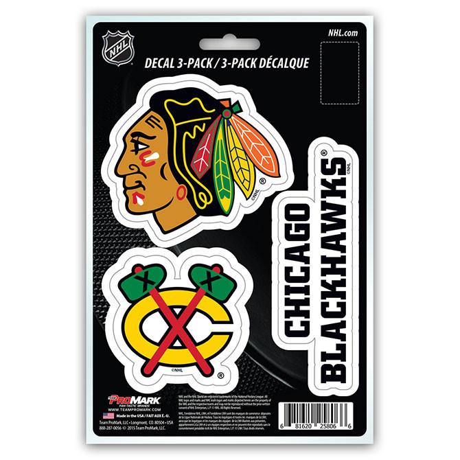 Chicago Blackhawks Die Cut Team Decals 3pk