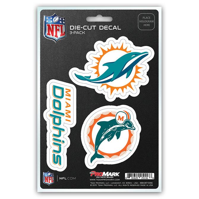 Miami Dolphins Die Cut Team Decals 3pk
