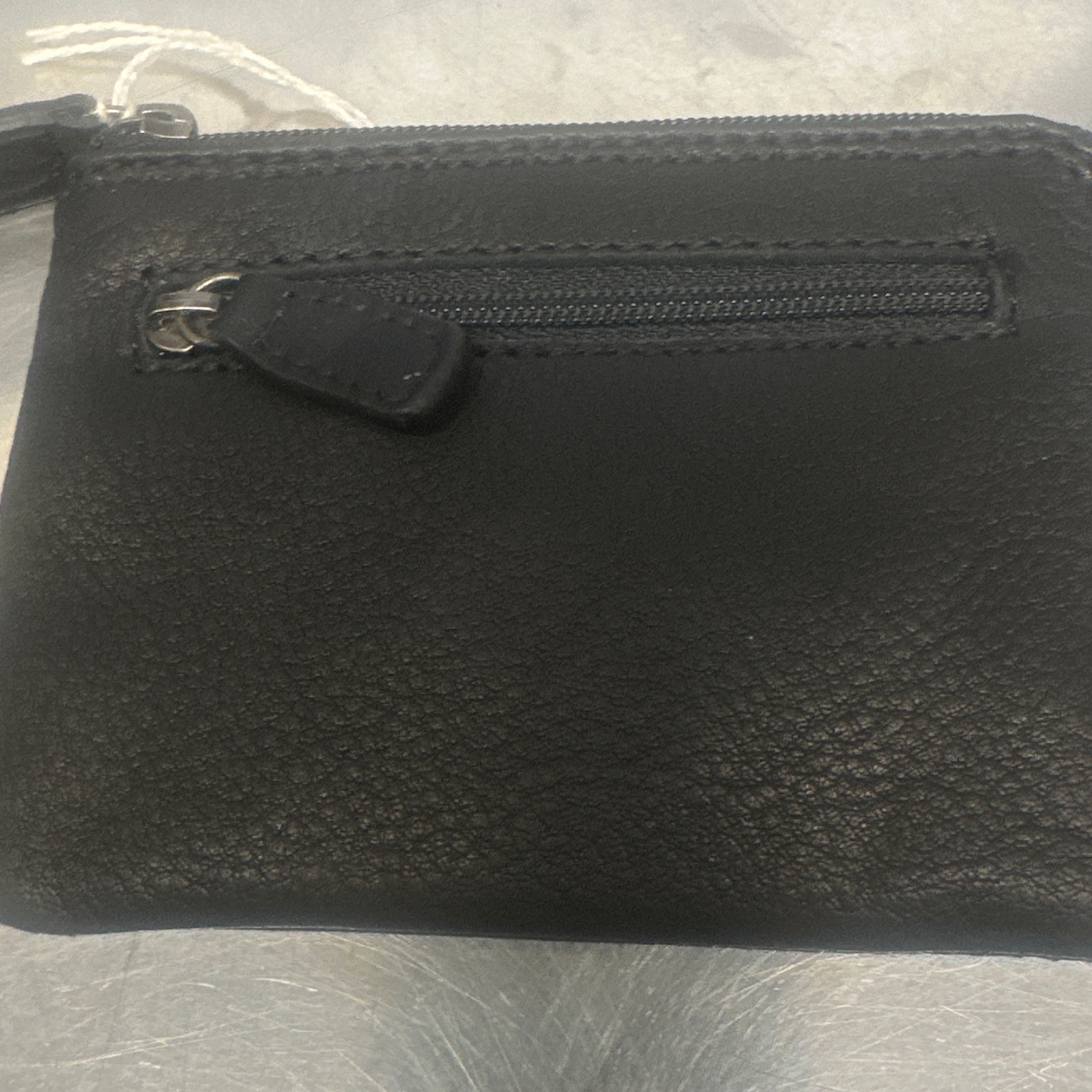 Black Leather Change Wallet - 3 zipper