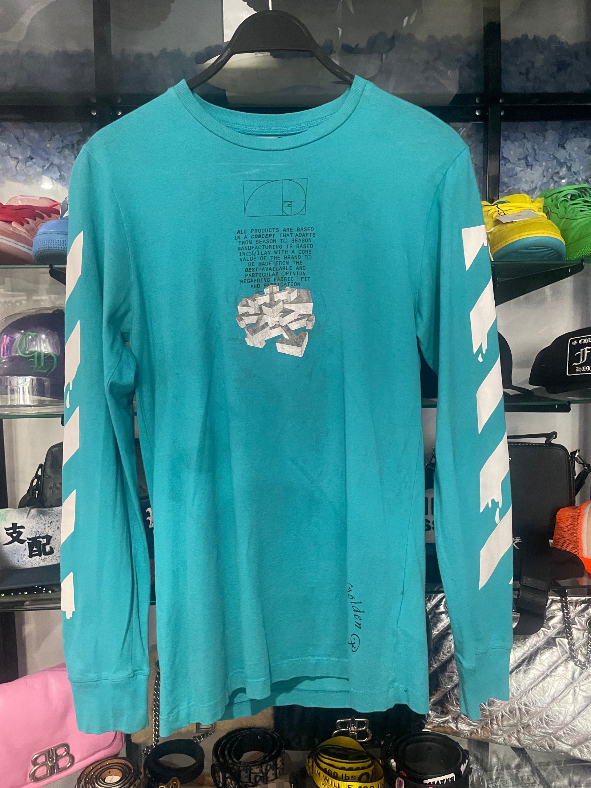 Off-white Maine label blue long sleeve size XS (used)