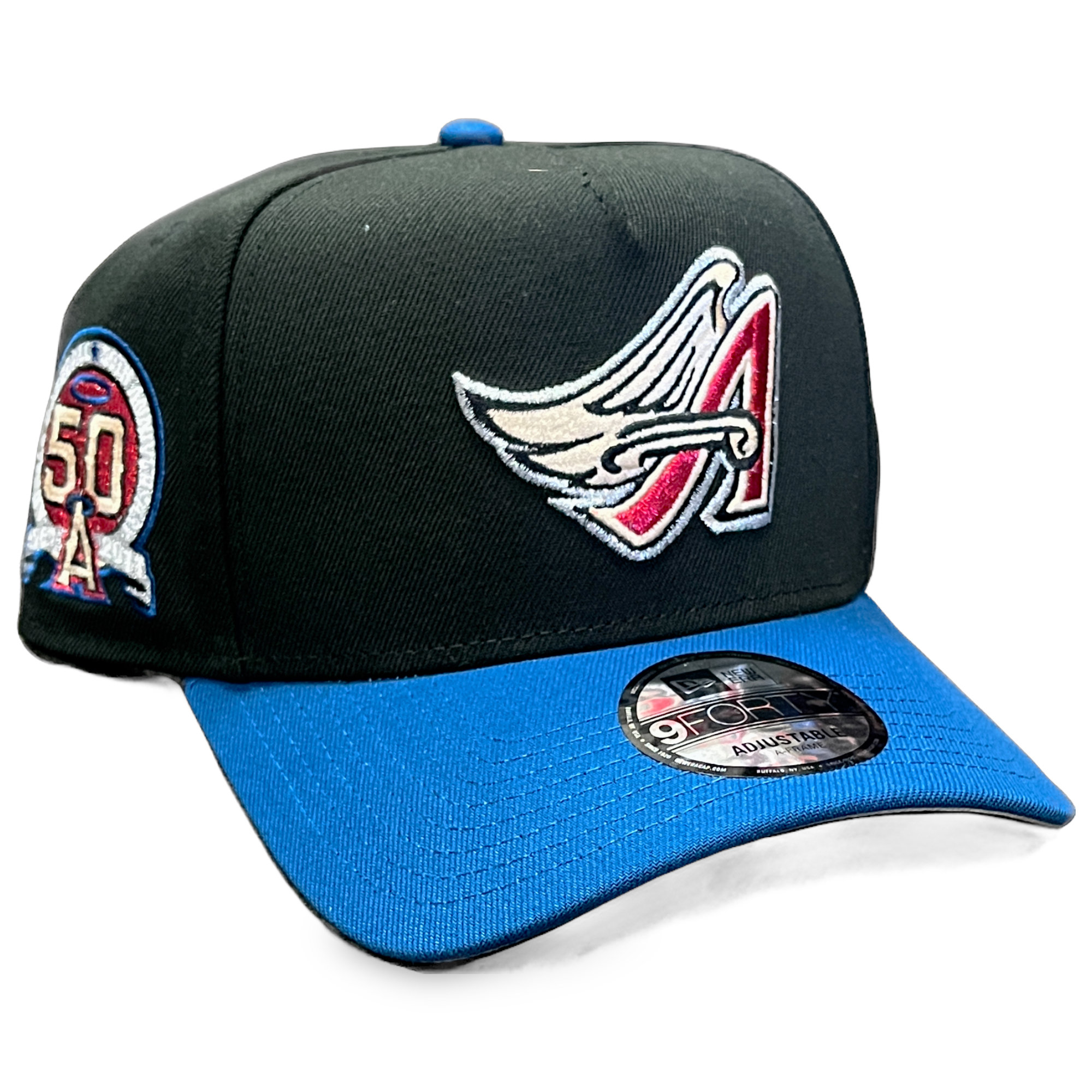 Anaheim Angels 1997 New Era 9FIFTY 50th Anniversary Black/Royal A-Frame Snapback Hat