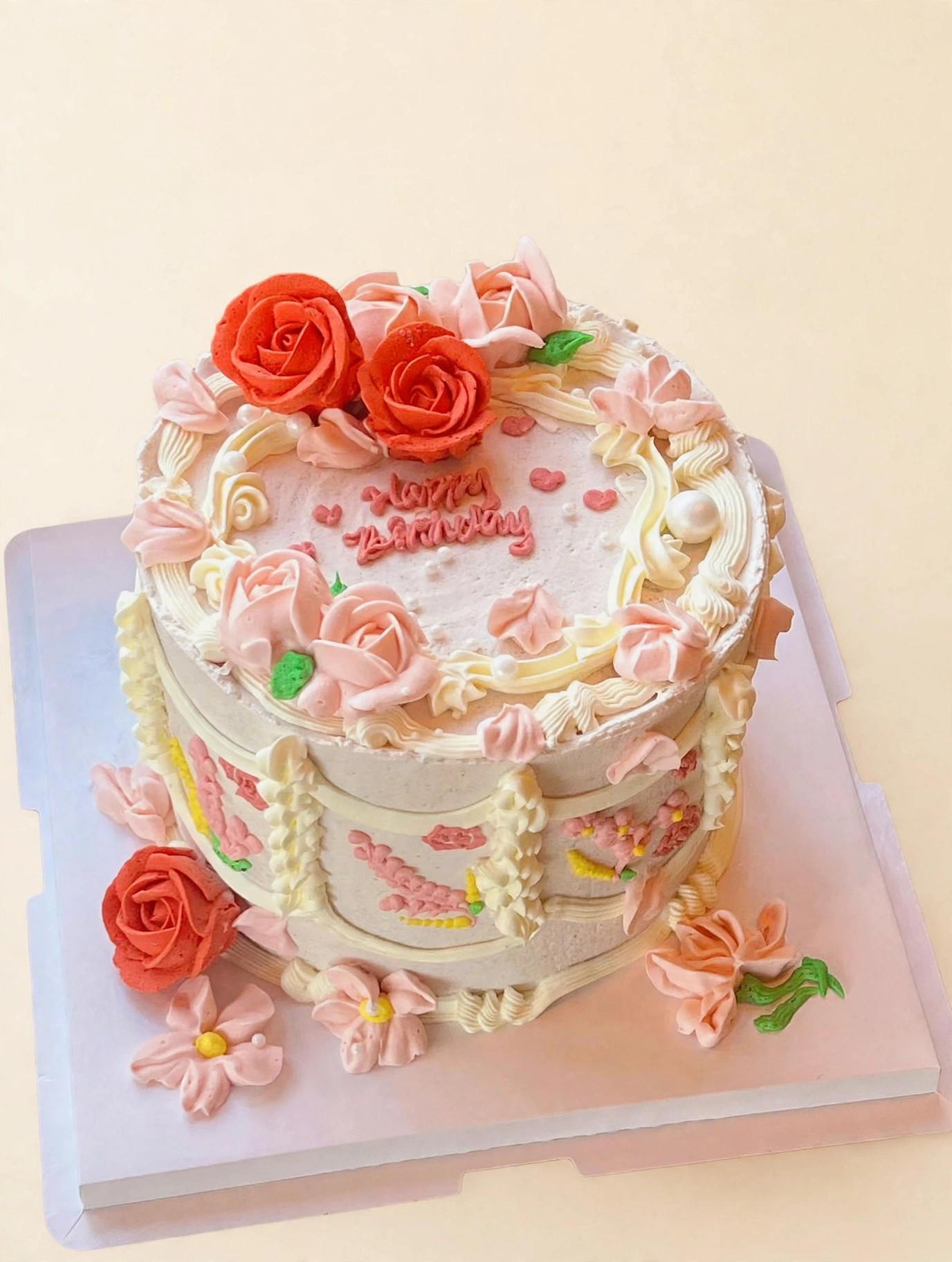 Scarlet Rose Vintage Cake — HoneyMe Bakery, Bellevue