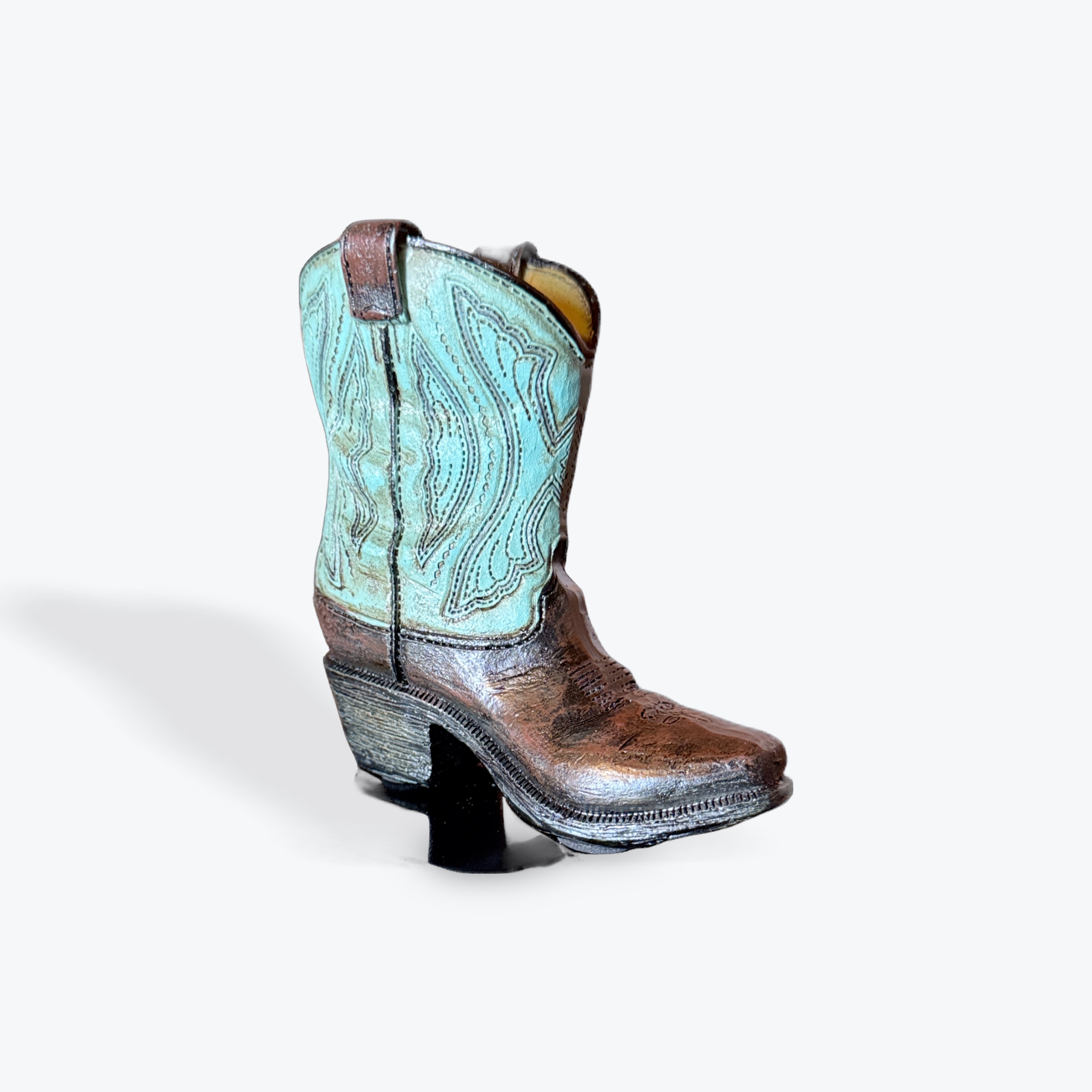 Small Western Boot Brown and Turquoise