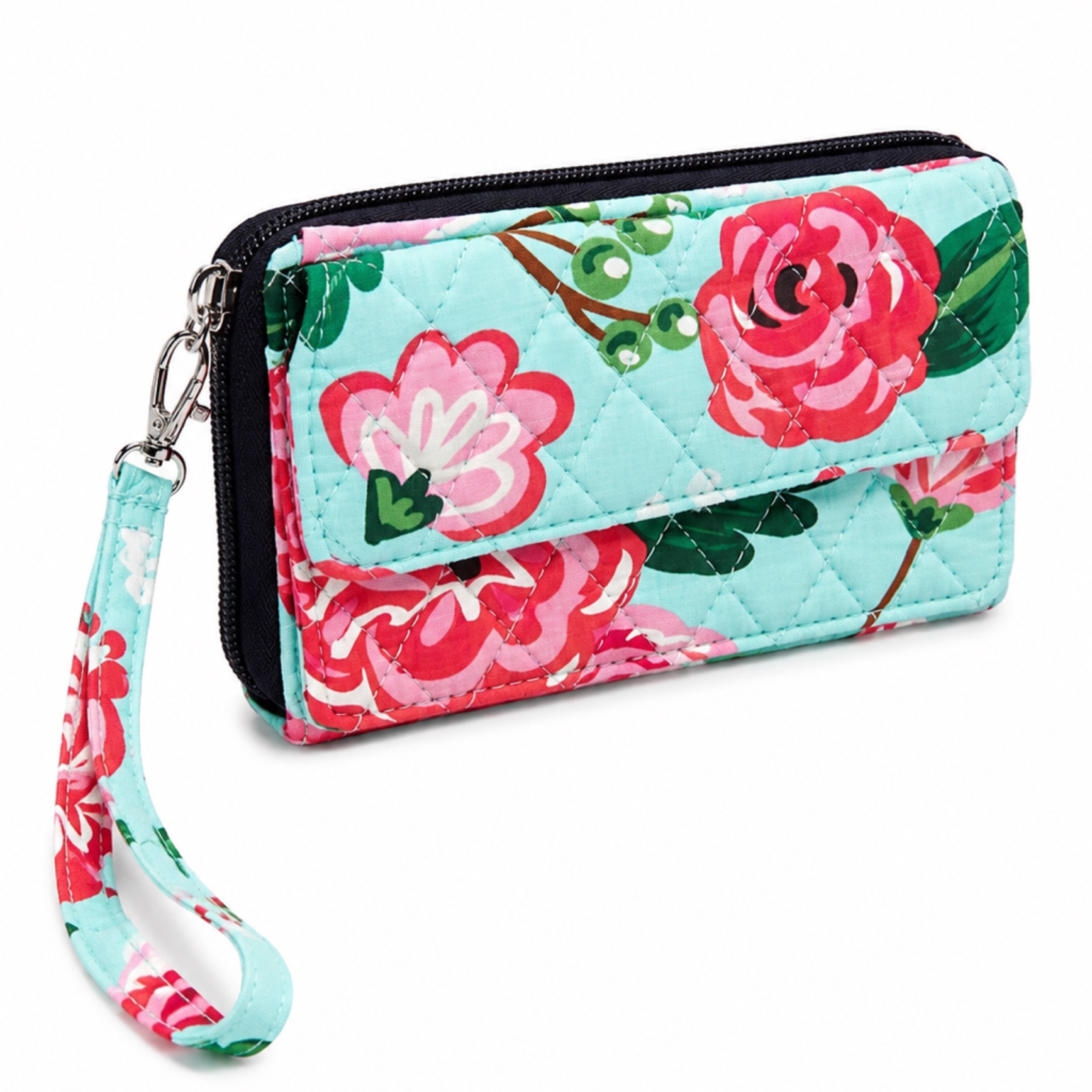 Quilted Floral Wristlet Wallet