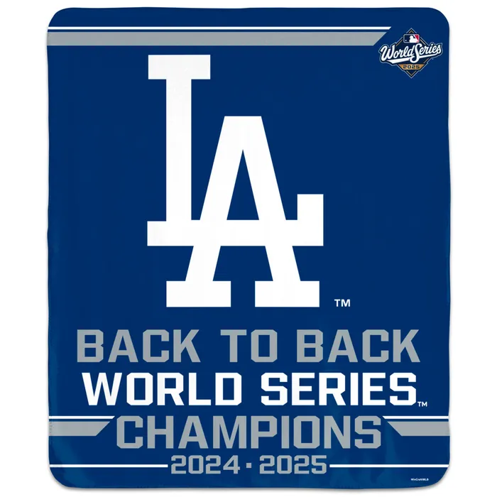 Los Angeles Dodgers 2025 World Series Champions Back to Back Premium Plush Blanket 50x60"