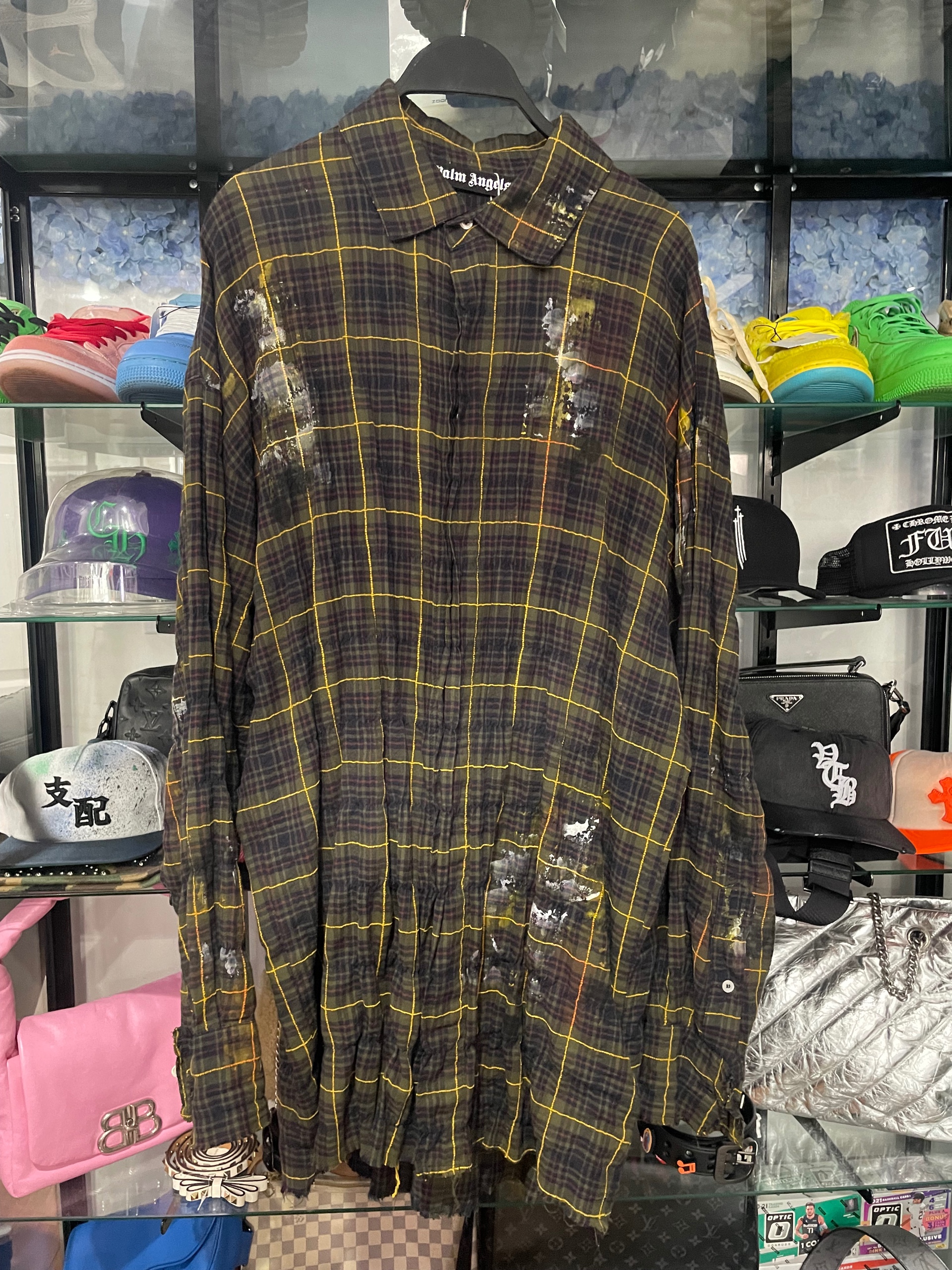 palm angel distressed green and yellow back logo size 48 (used)