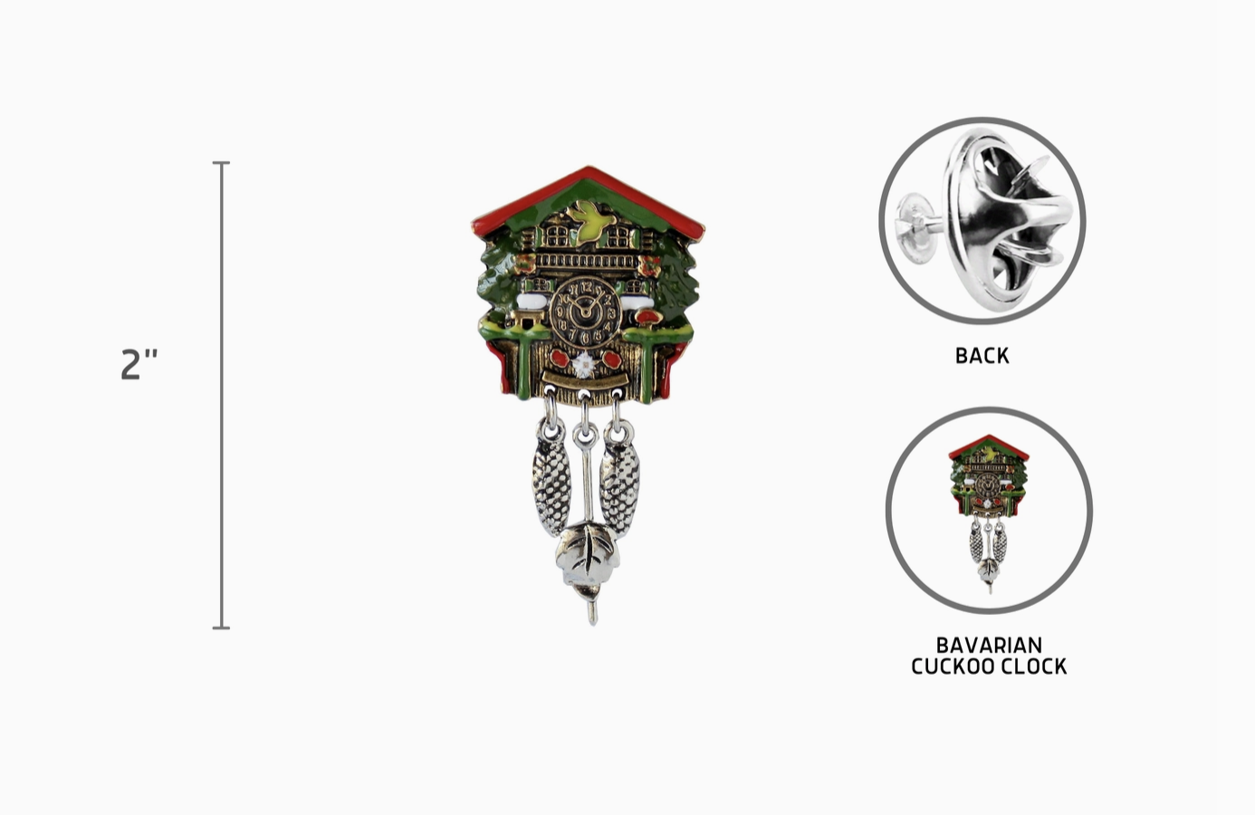 Bavarian German Cuckoo Clock Metal Hat Pin