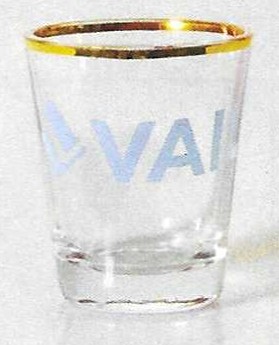 Vail Logo Gold Rim Shot Glass