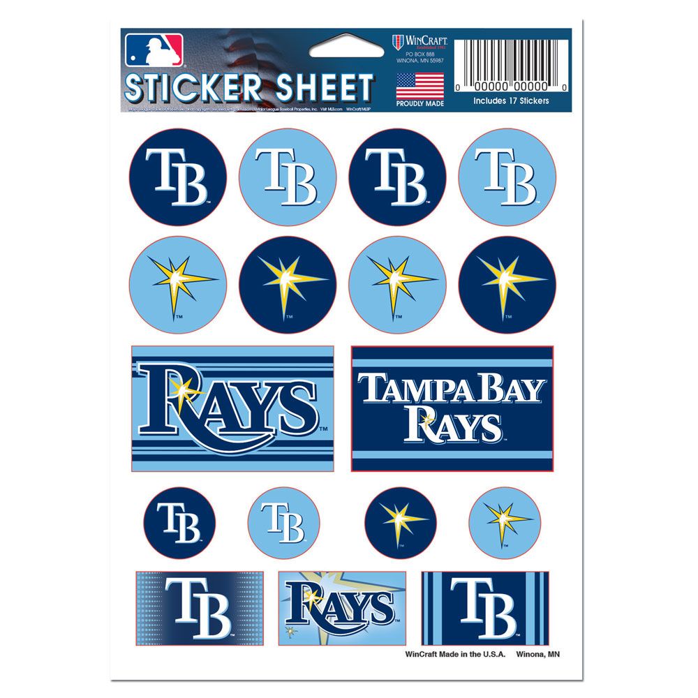 Tampa Bay Rays Vinyl Decal Sheet 5x7"