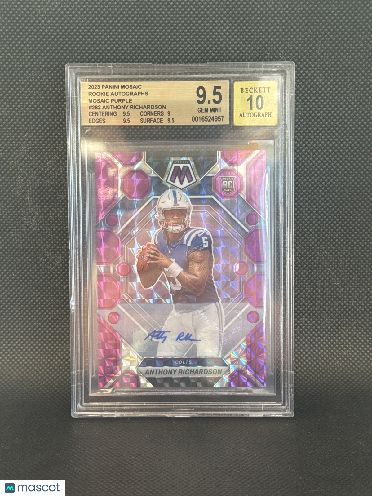 2023 Panini Mosaic Autographs Mosaic Purple Anthony Richardson BGS 9.5 Auto 10