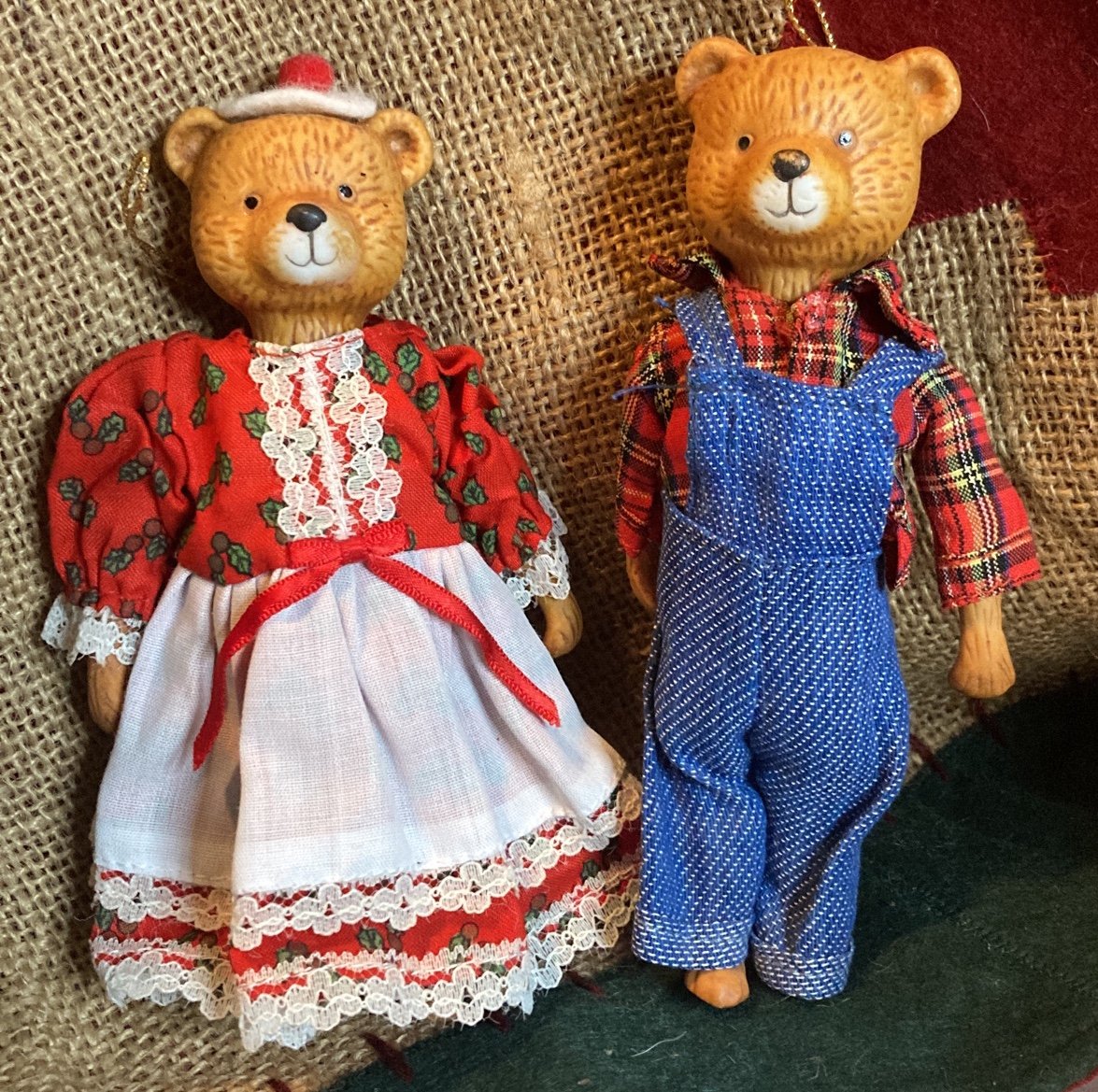 Christmas Mr. and Mrs. Bear Ornaments
