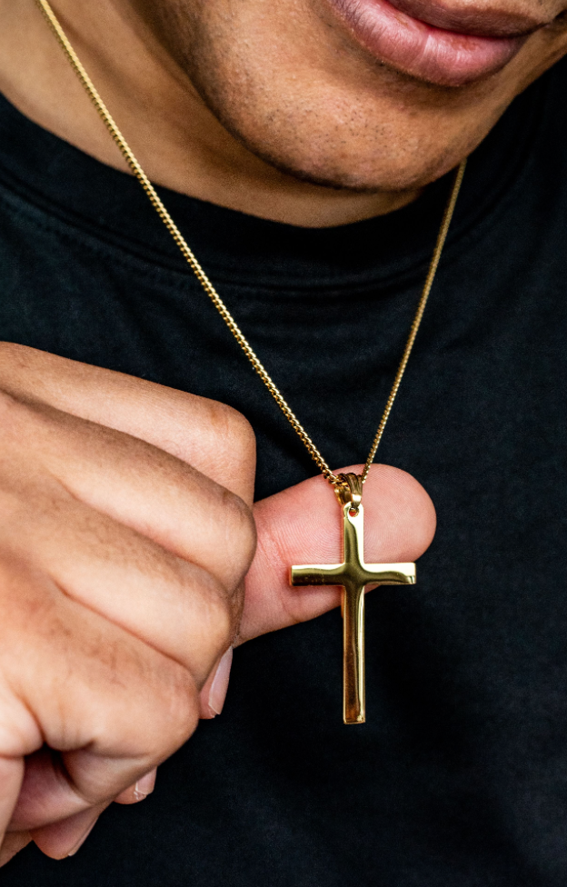 NEW! 18",22",24" 24K Gold Chain Style Cross Pendant Necklace Solid Clasp for Men, Women, Teens Thin by Dubai Collections