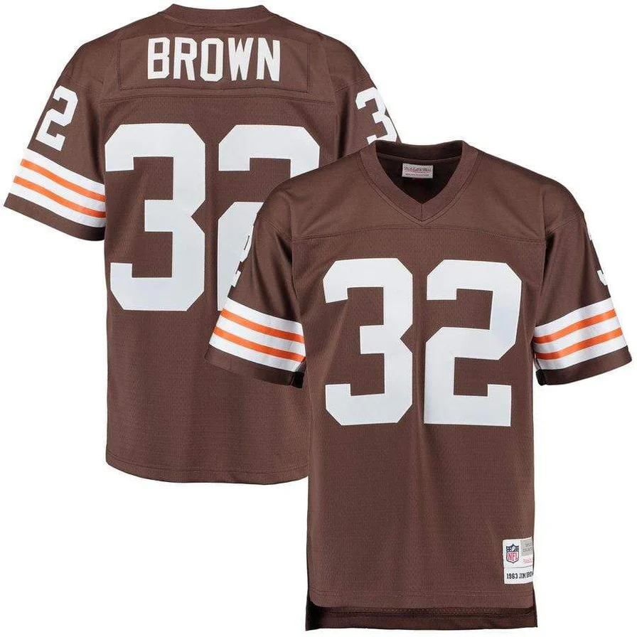Cleveland Browns 1963 Jim Brown #32 Brown Mitchell and Ness Jersey