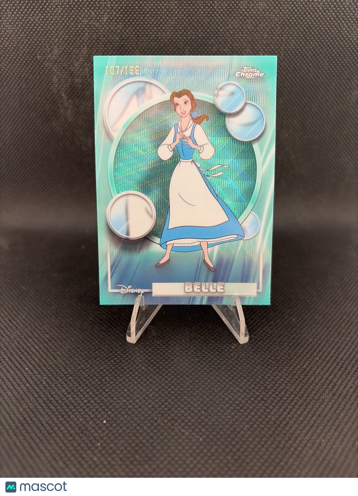 2026 Topps Chrome Disney 100 Belle Aqua Wave Refractor /199