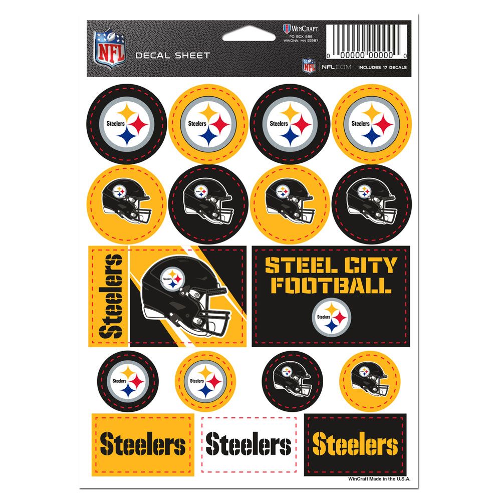 Pittsburgh Steelers Vinyl Decal Sheet 5x7"