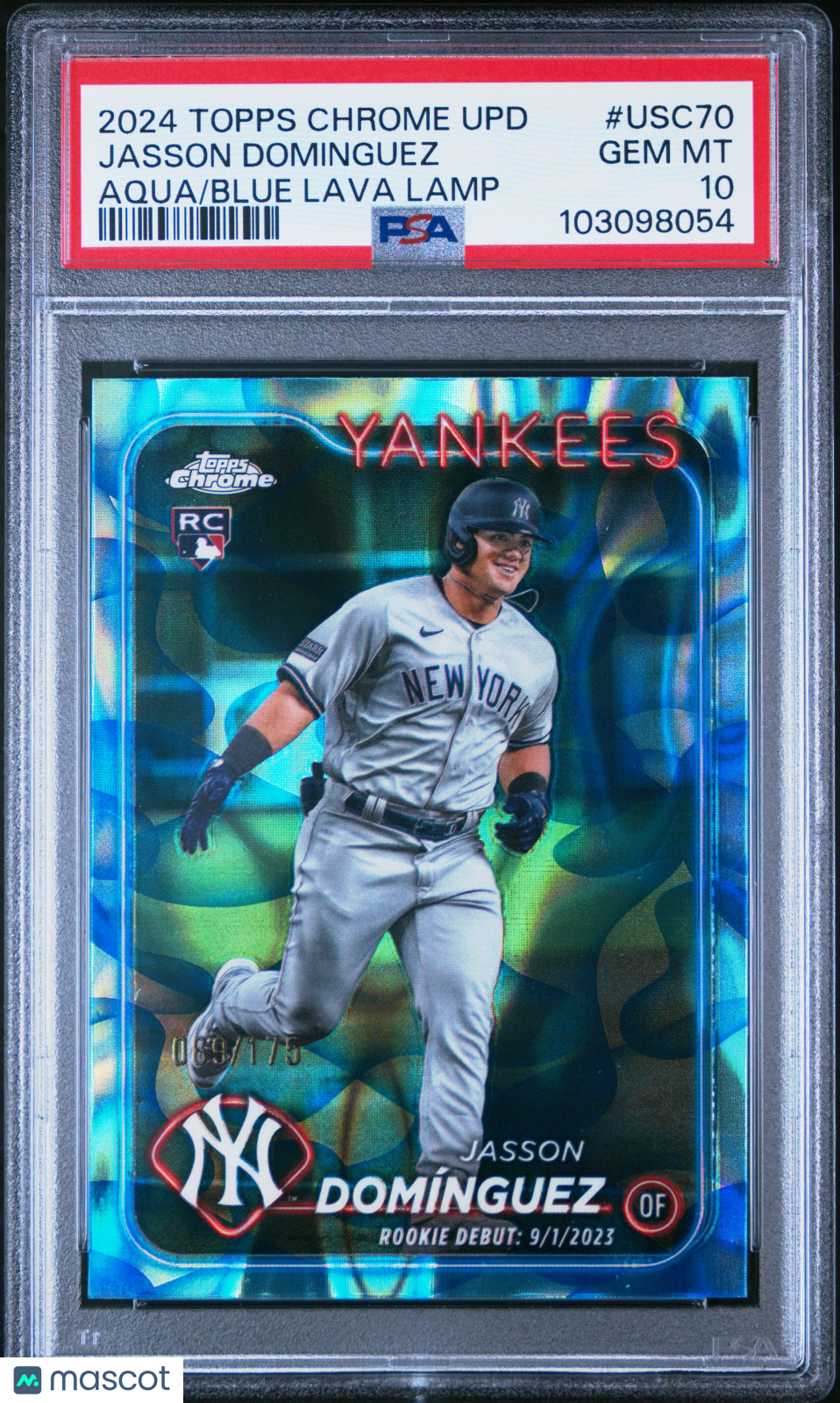 2024 Topps Chrome Update Jasson Dominguez #USC70 Aqua Blue Lava Lamp /175 PSA 10