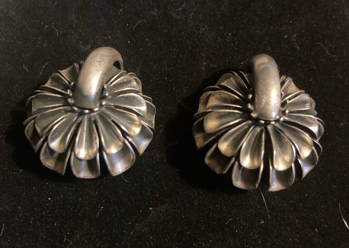 Vintage MONET Sterling Dandelion Clip Earrings