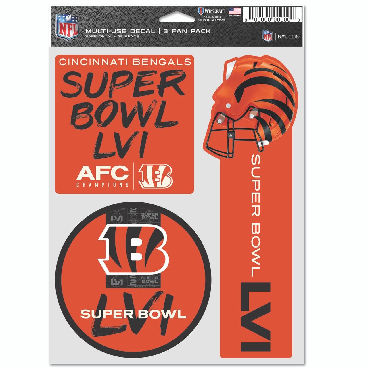 Cincinnati Bengals Super Bowl LVI Fan Decals 3 Pack