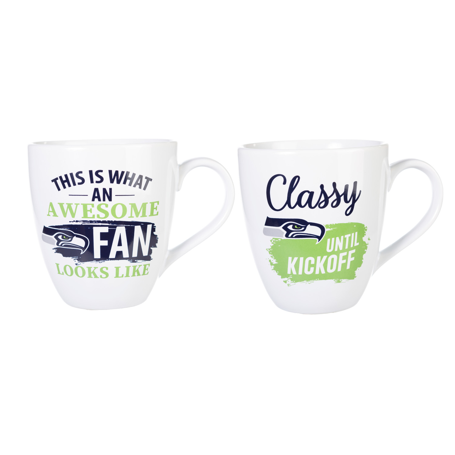 Seattle Seahawks Ceramic Coffee Mug Set with Box 17oz Each