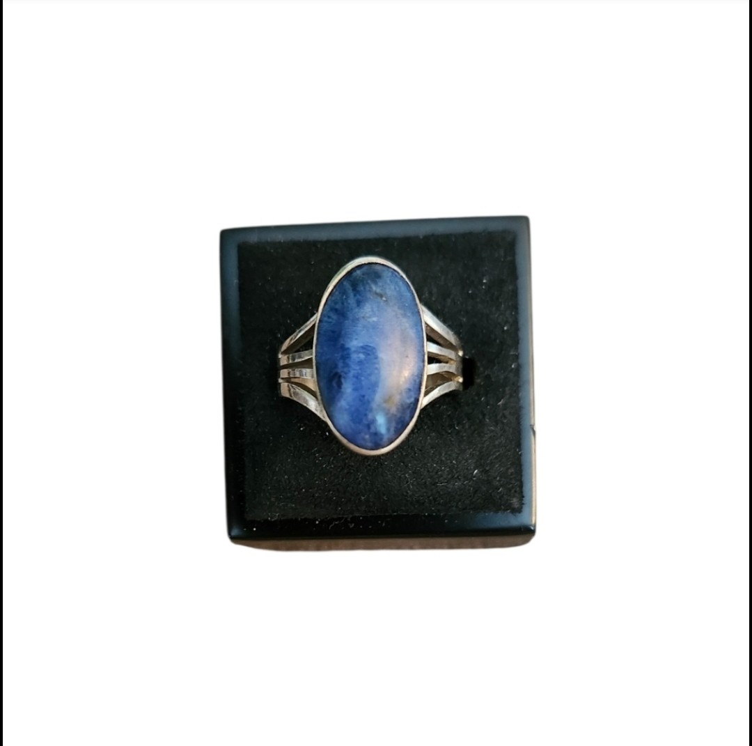 Size 6.5 925 Sterling Stamped 42 Blue Kyanite Stone Ring