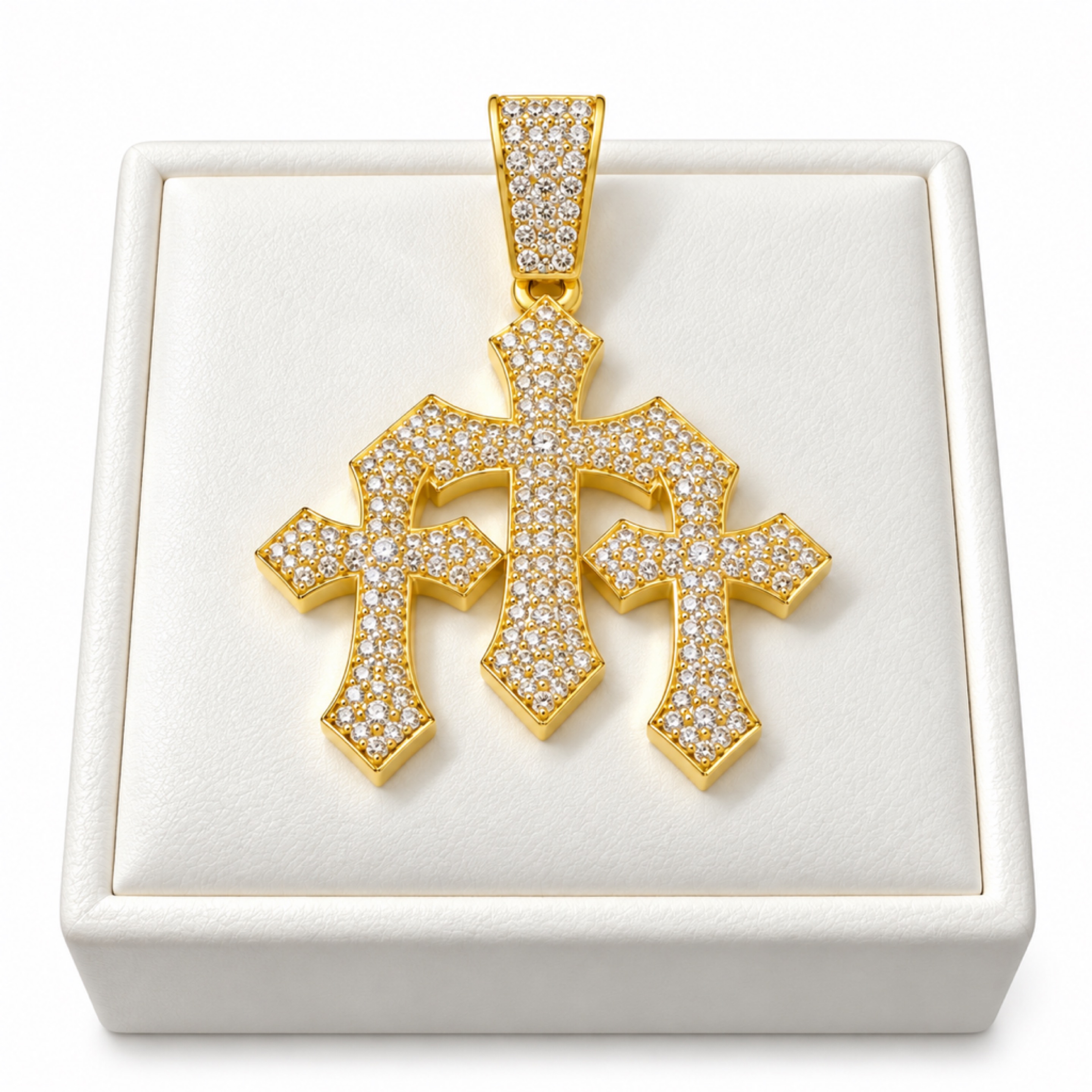 Chrome Cross Pendant Gold 