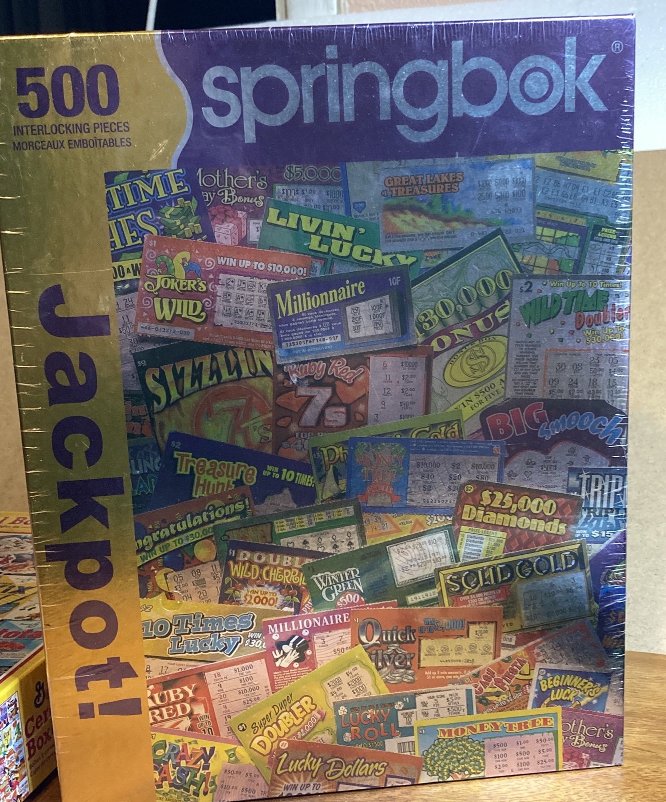 2010 Jackpot Springbok 500 Jigsaw Puzzle Metallic Lottery Tickets