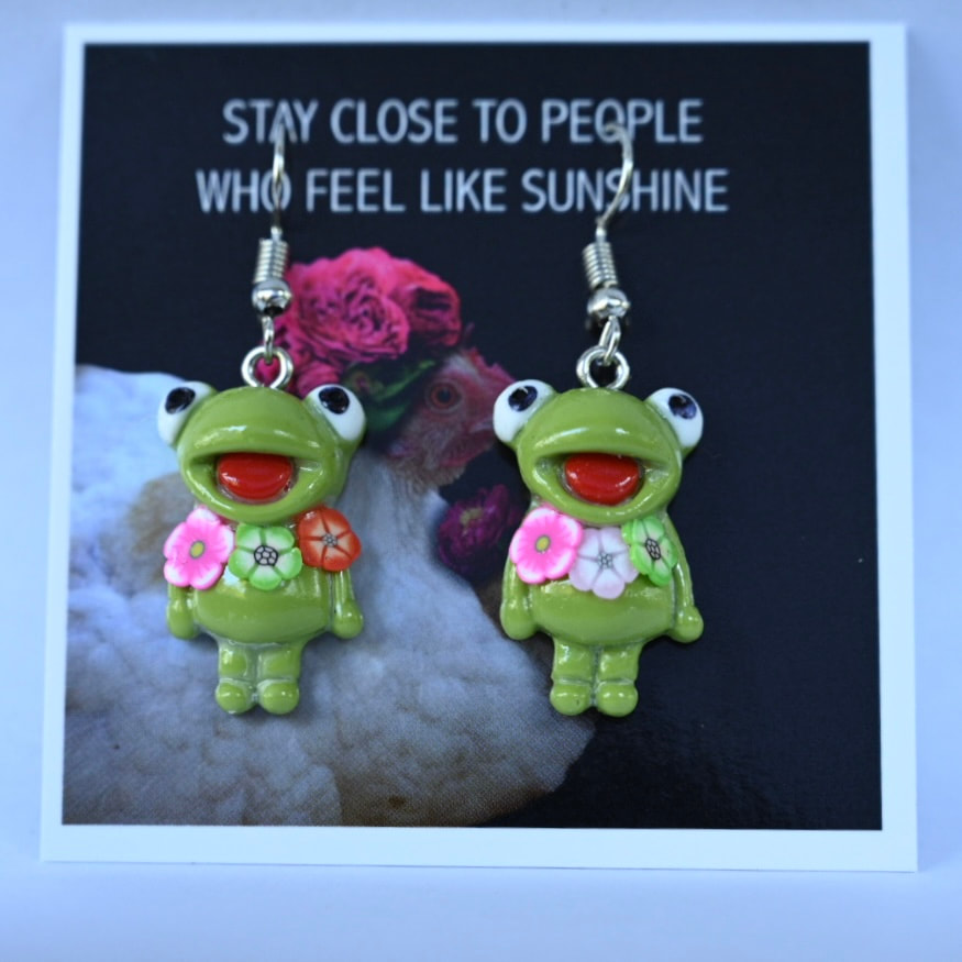 Frog Flower Earrings