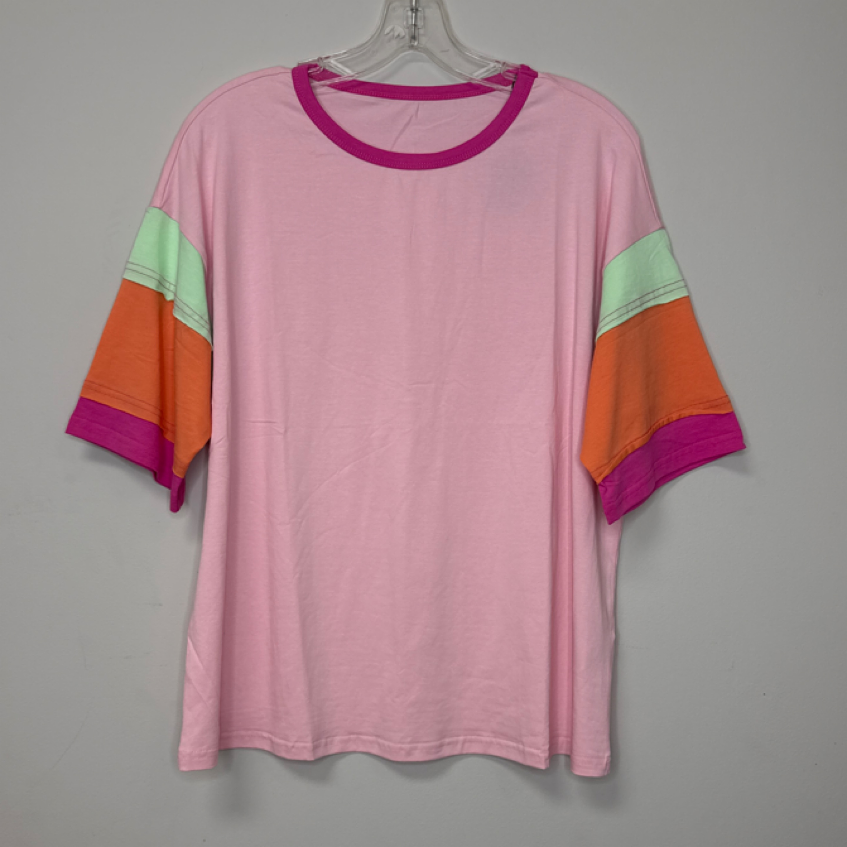 DL pink color block top — Bama Tan boutique, Tuscaloosa AL