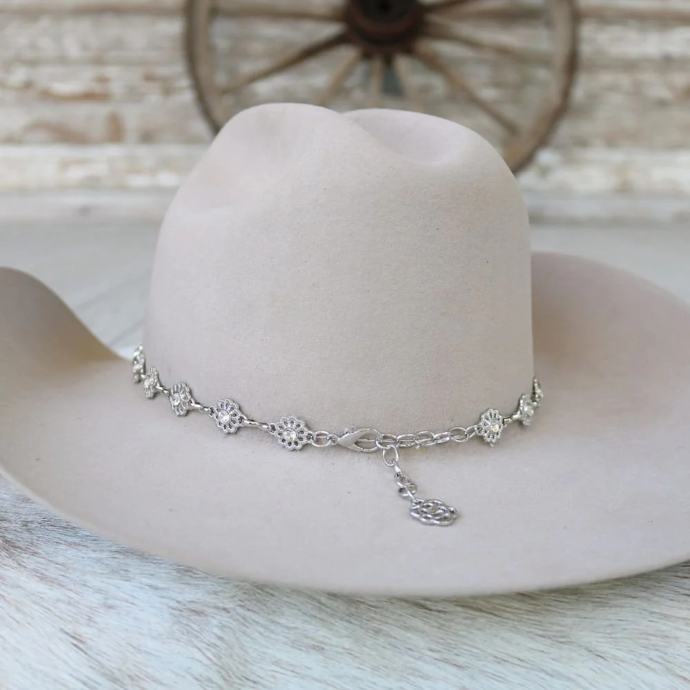 Willow - Silver Dainty Wildflower Chain Hat Band