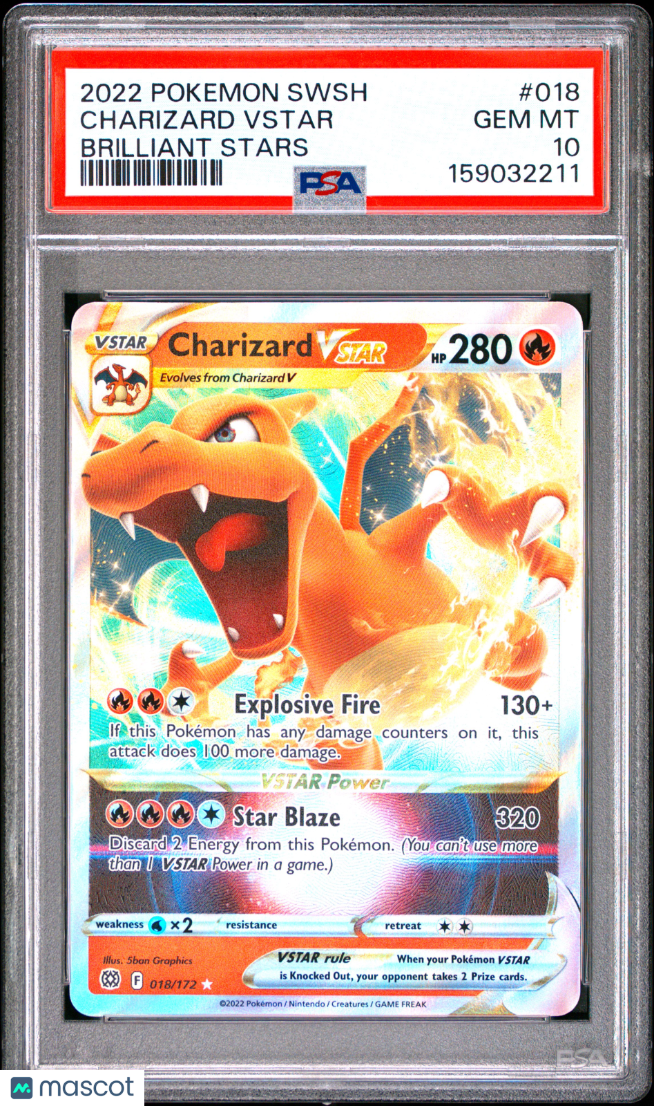 2022 Pokemon Sword & Shield Charizard VSTAR Brilliant Stars PSA 10