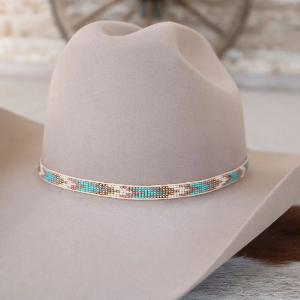 Willow - Blue Chevron Beaded Hat Band
