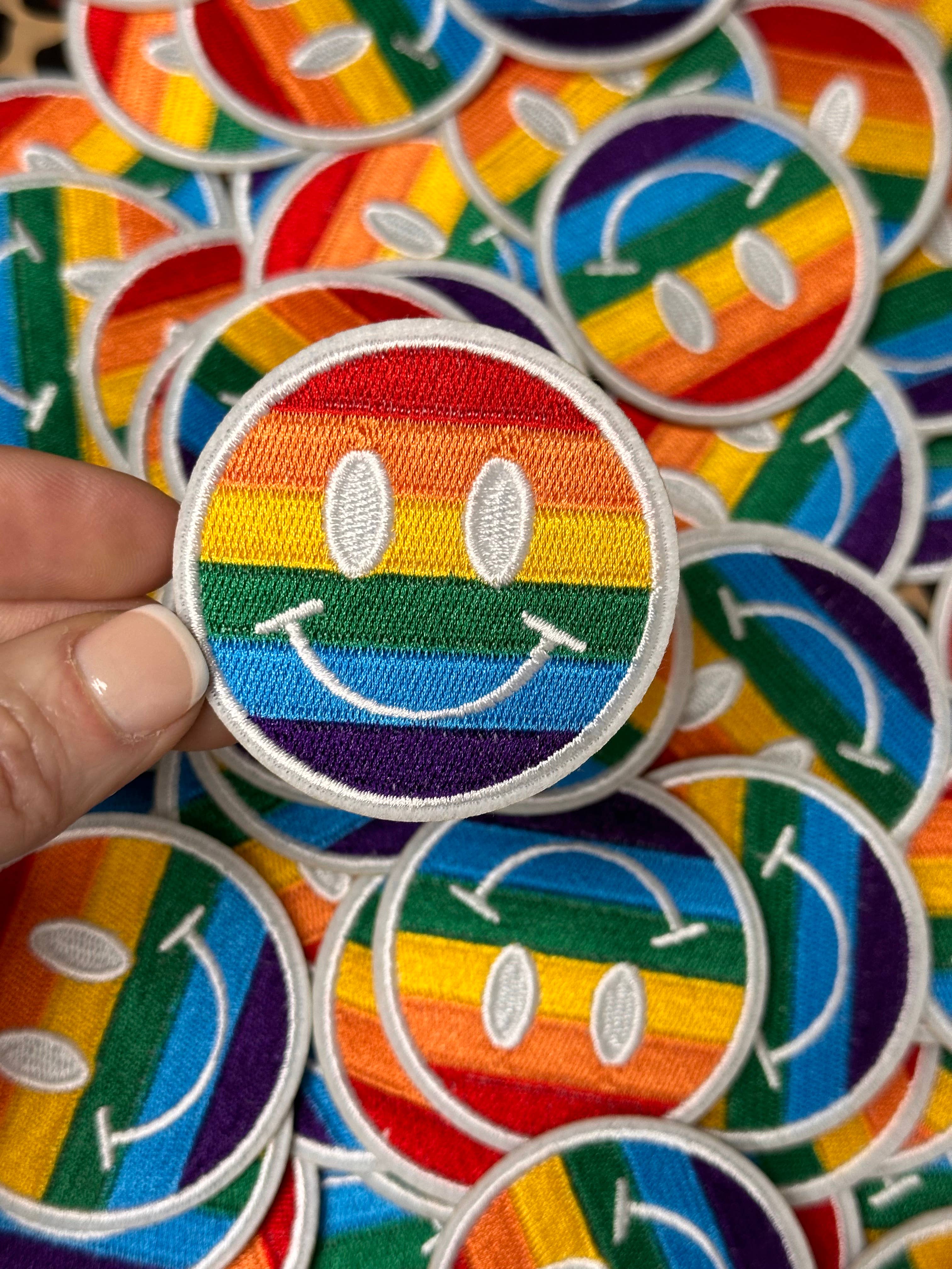 Rainbow Smiley Face Trucker Hat Patch, Trendy Hat Patch