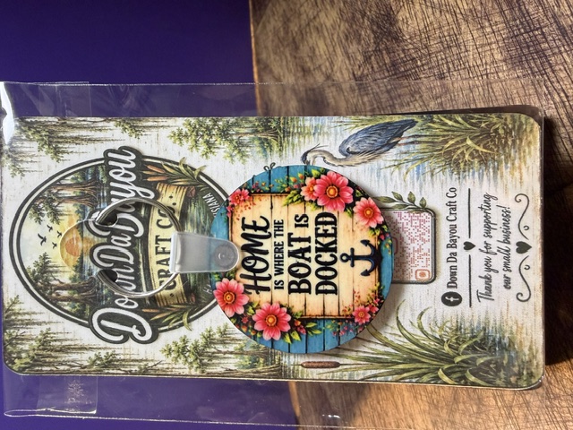 Boat Keychain — “Home Is Where the Boat Is Docked”, Handmade Louisiana Gift
