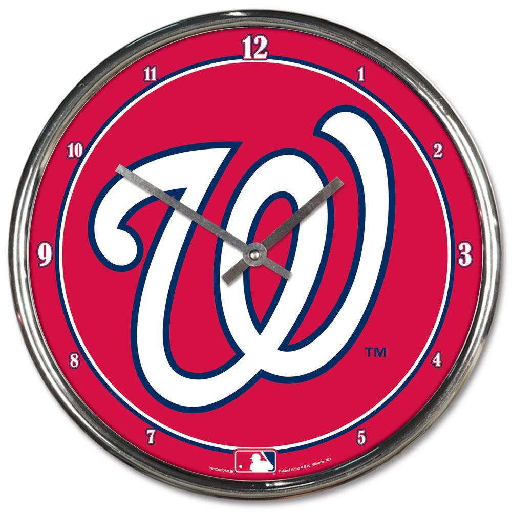 Washington Nationals Round Chrome Wall Clock