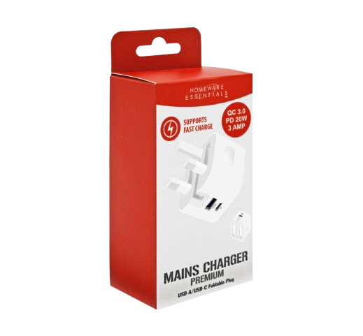 Plug Mains Charger USB A/USB C