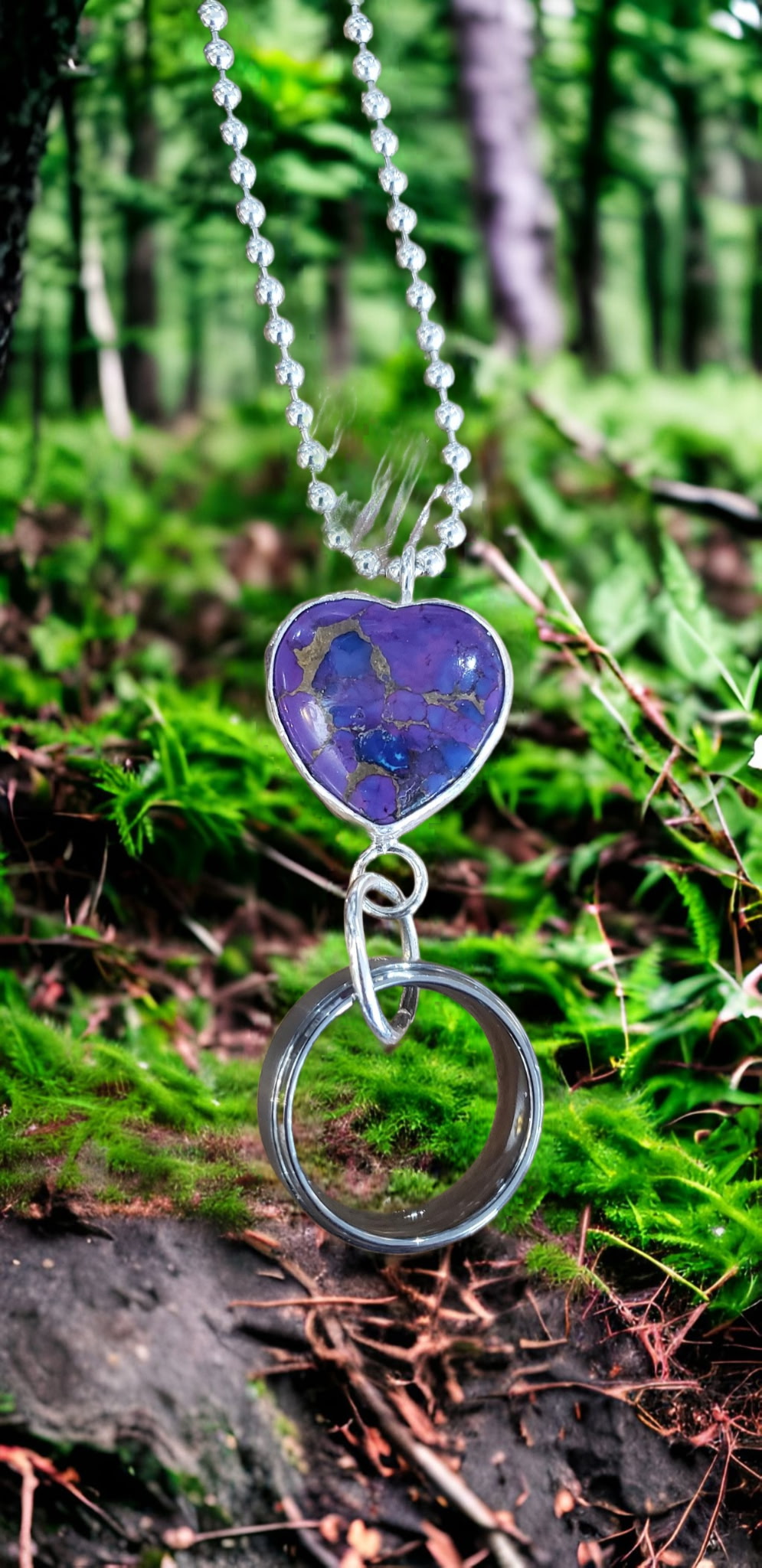 Cremation Heart Pendant w/ Ring by Moss Creek Art