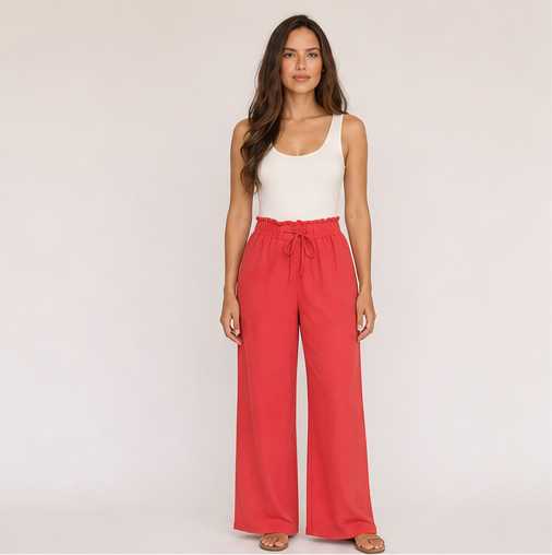 Assorted Bubble Plaid Casual Wide-Leg Pants