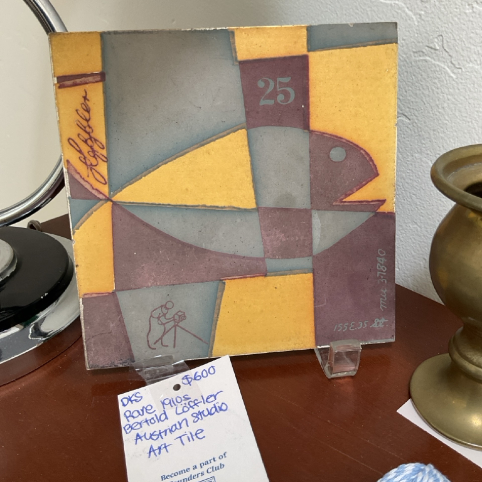 Rare 1910s Bertold Löffler Austrian Studio Art Tile