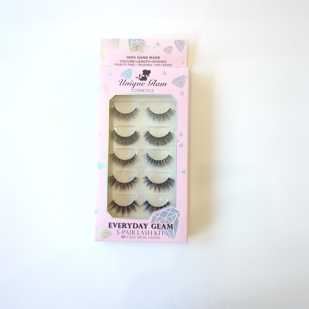 Unique Glam Cosmetics Everyday Glam 5-Pair Lash Kit