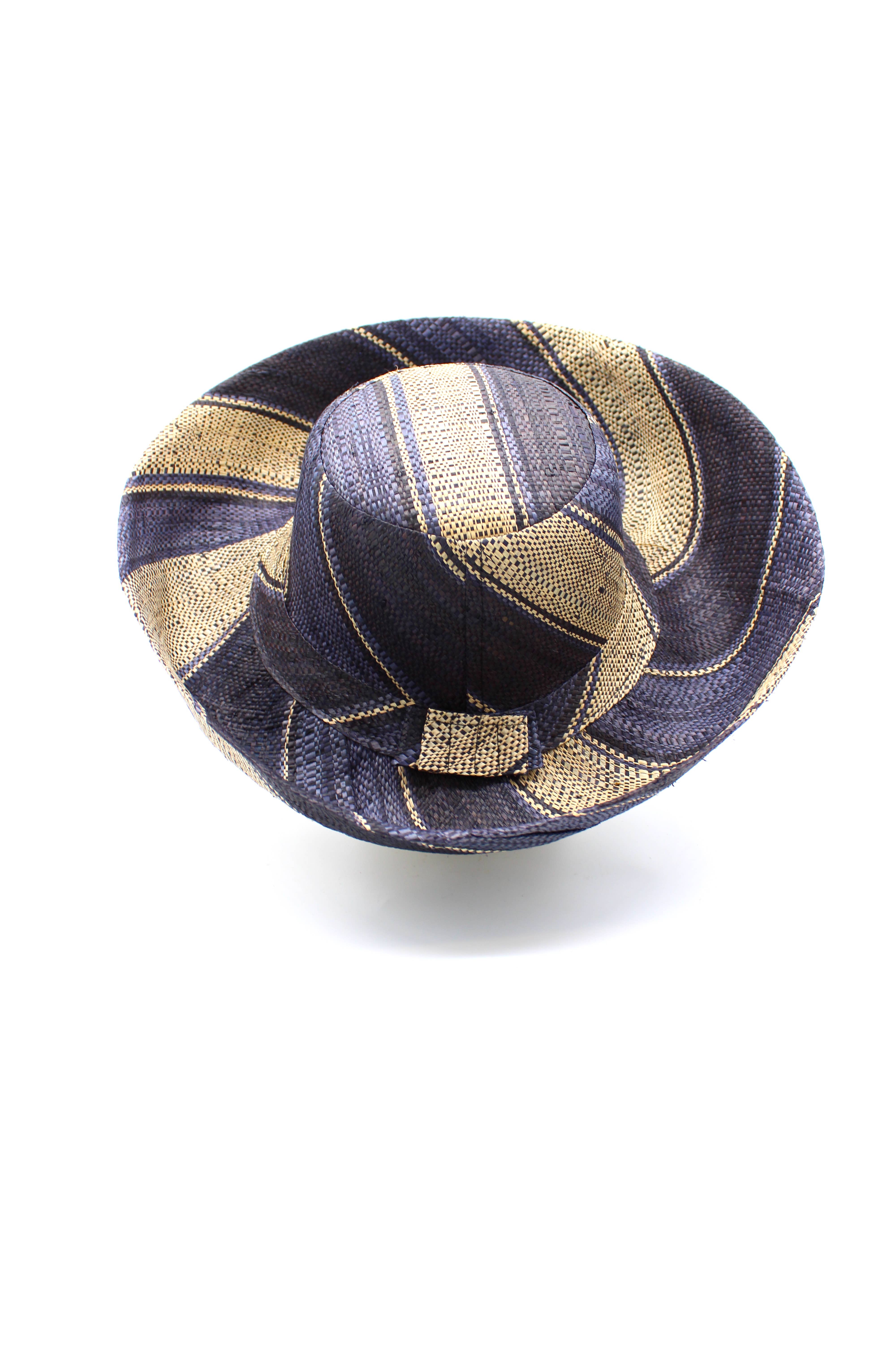 5" & 7" Wide Brim Multicolor Stripe Packable Straw Sun Hats