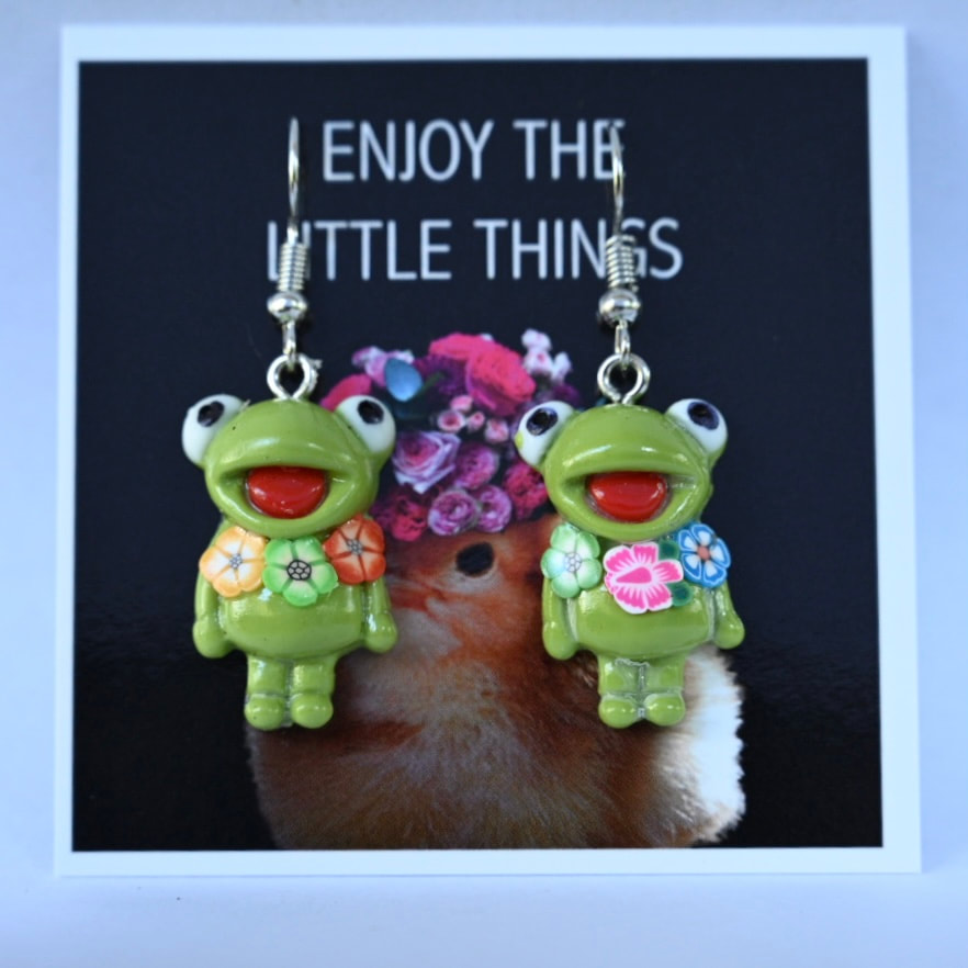 Frog Flower Earrings