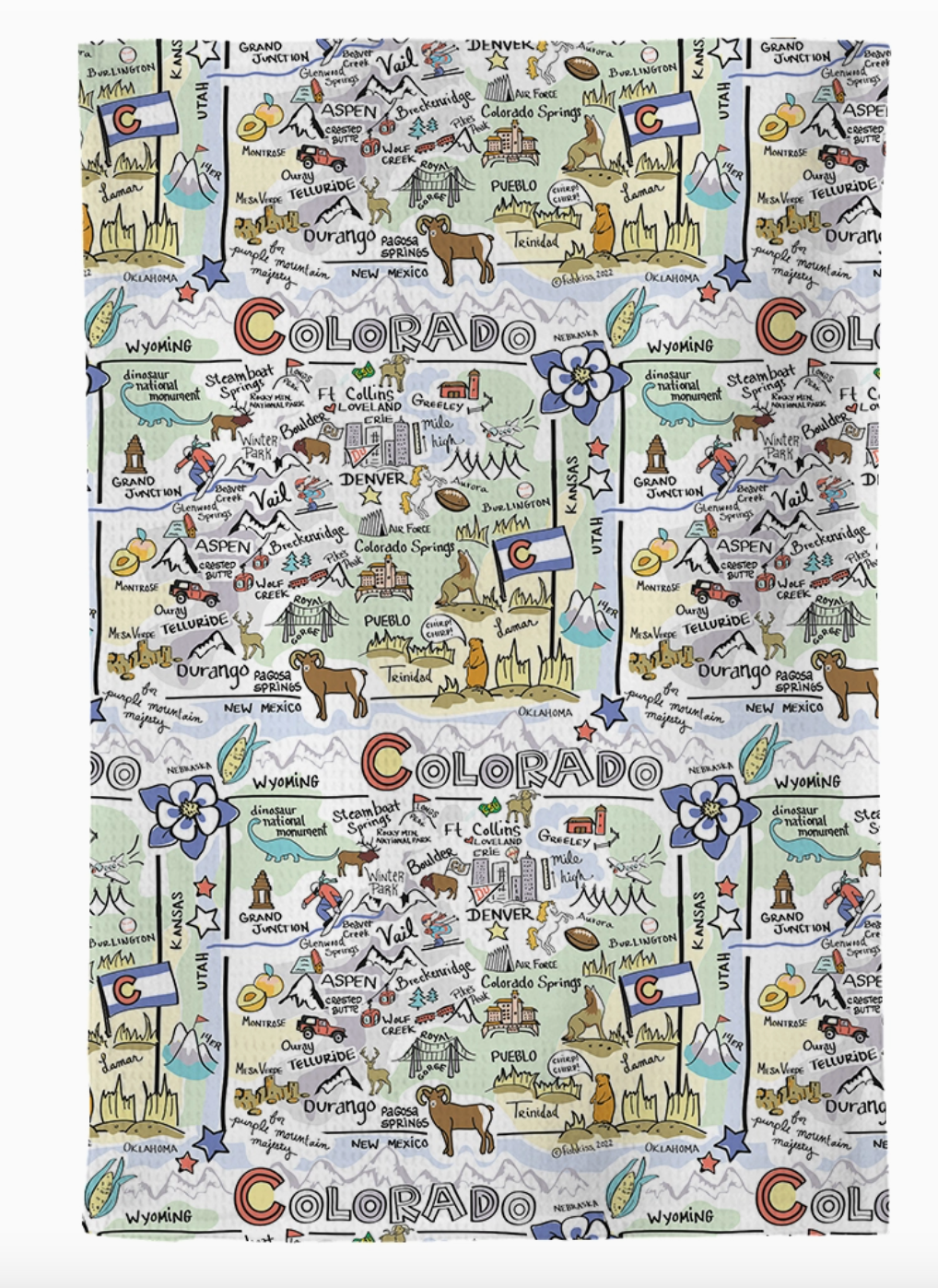 Colorado Map Dish Towel