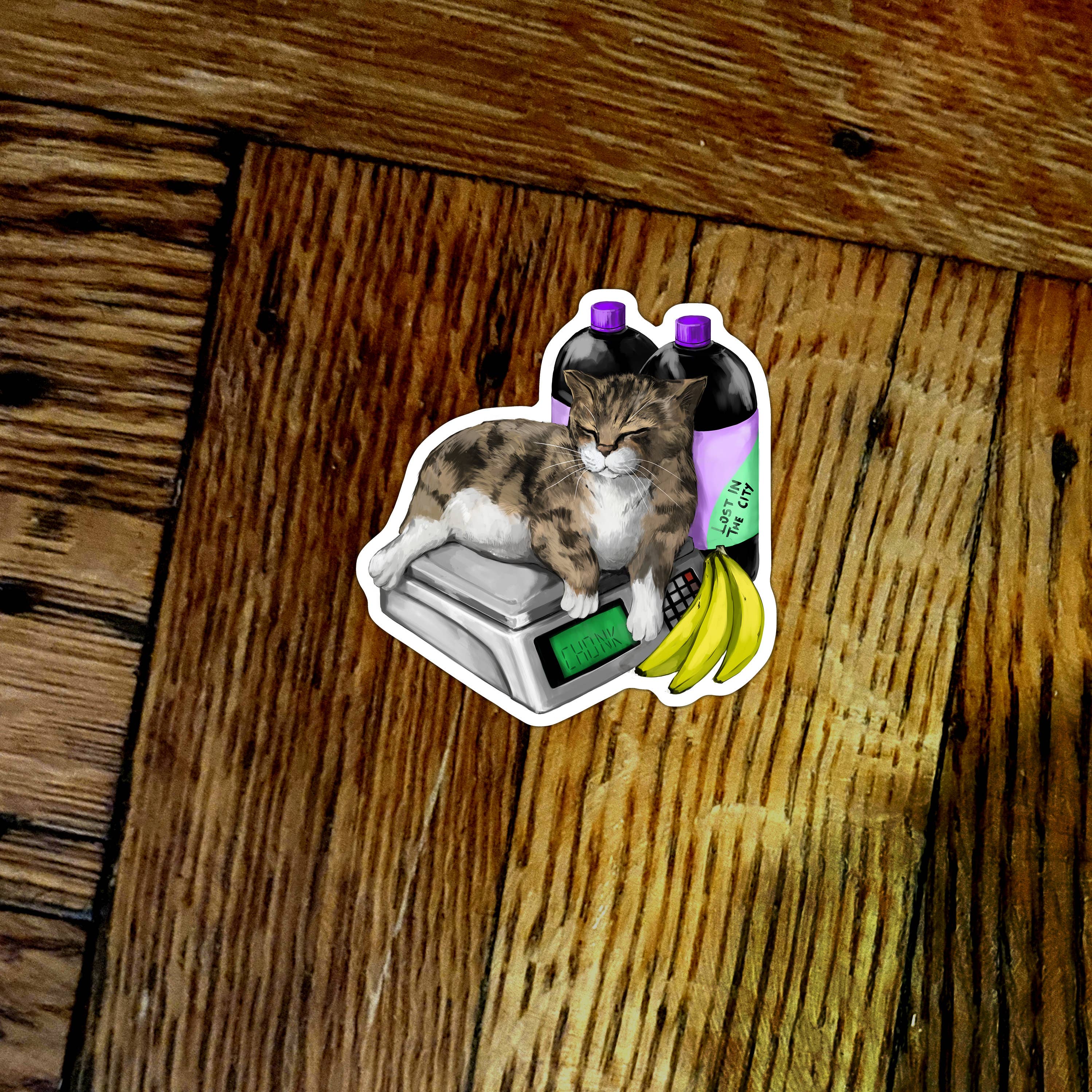 Santi of all Trades - Bodega Cat on Scale Vinyl Sticker | Lost in the City