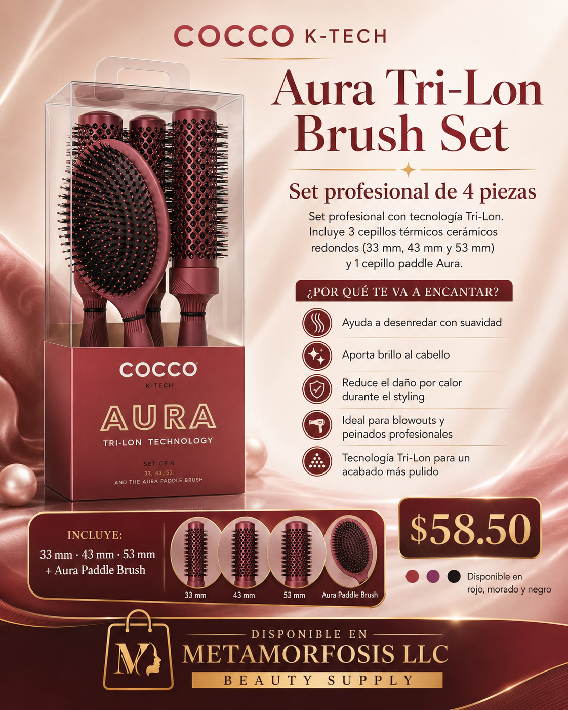 COCCO K-TECH Aura Tri-Lon Brush Set (Set of 4)