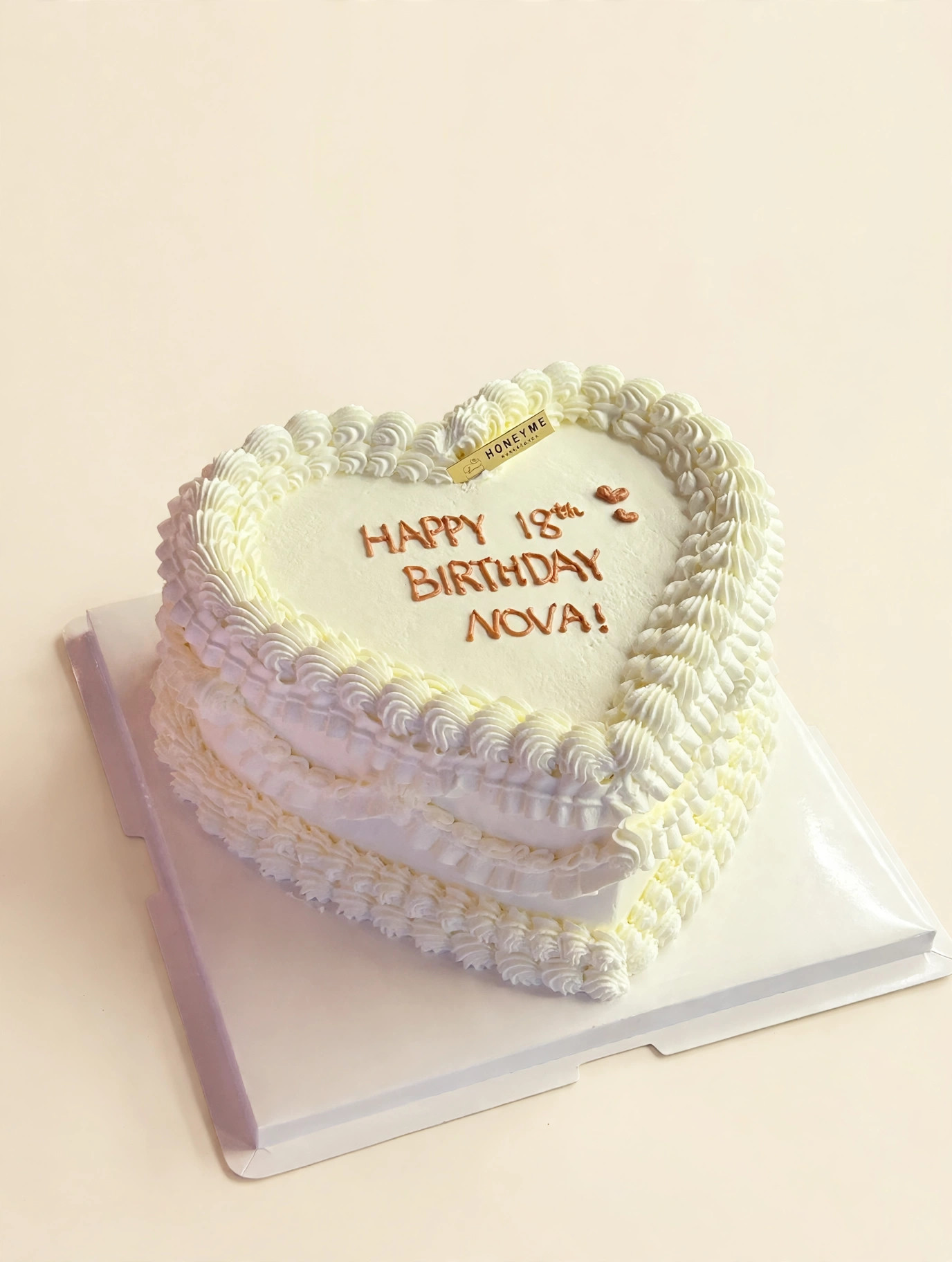 Ivory Shell Heart Cake — HoneyMe Bakery, Bellevue