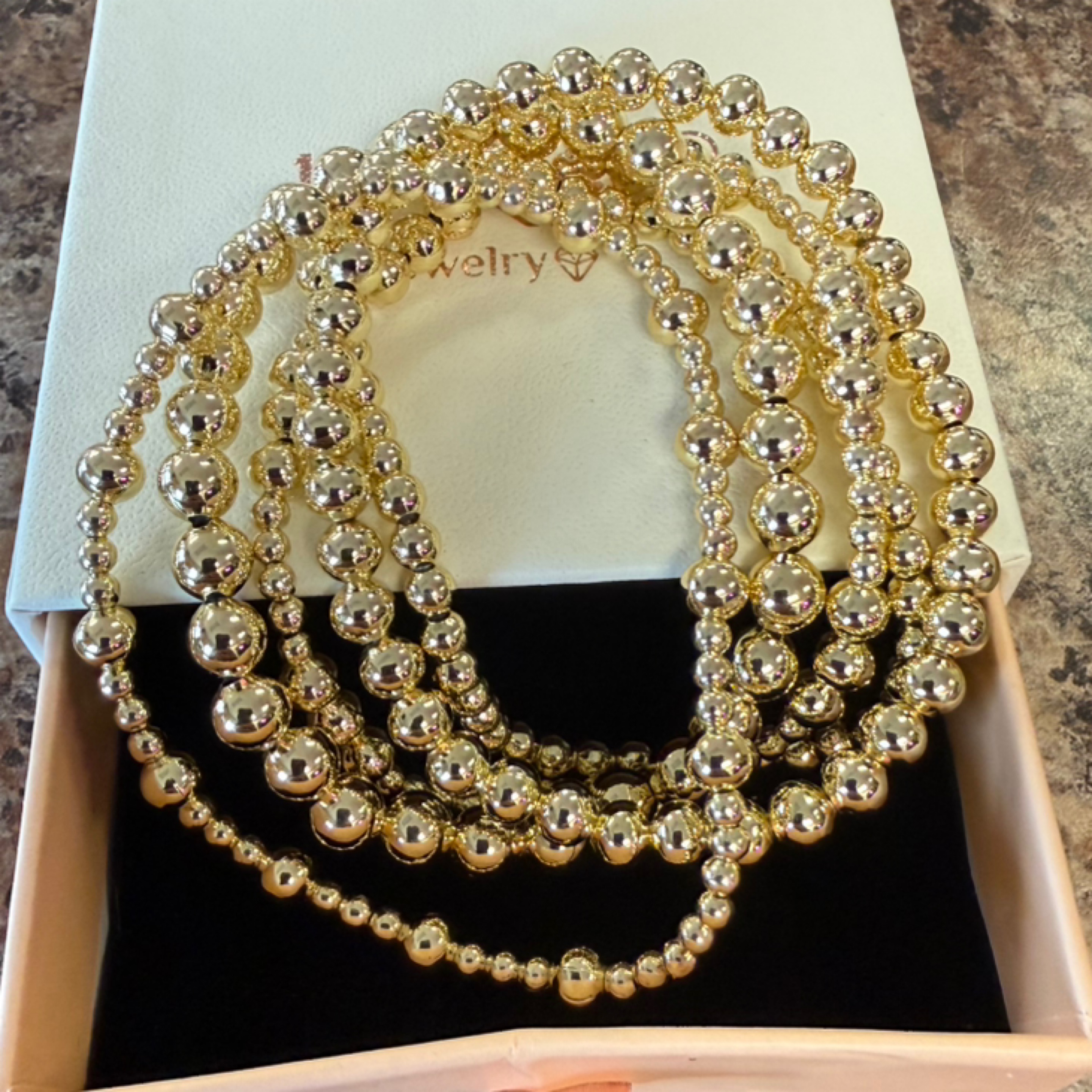 Gold bead bracelet set — Bama Tan boutique, Tuscaloosa AL