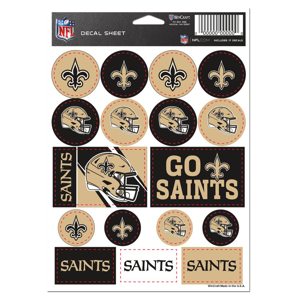 New Orleans Saints Vinyl Decal Sheet 5x7"