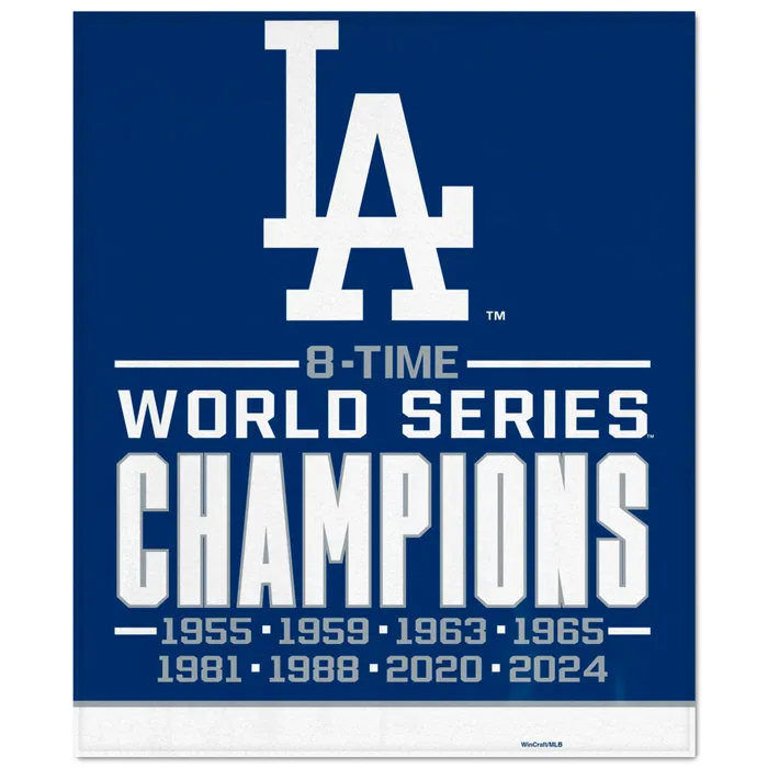 Los Angeles Dodgers 8-Time World Champions Ultra Soft Blanket 50x60"